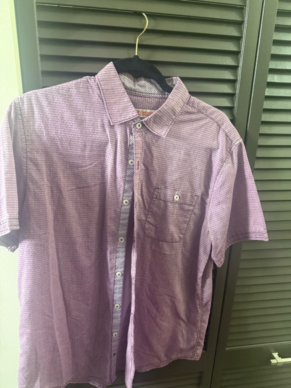 Michael Brandon Purple Short Sleeve Button-Down Shirt